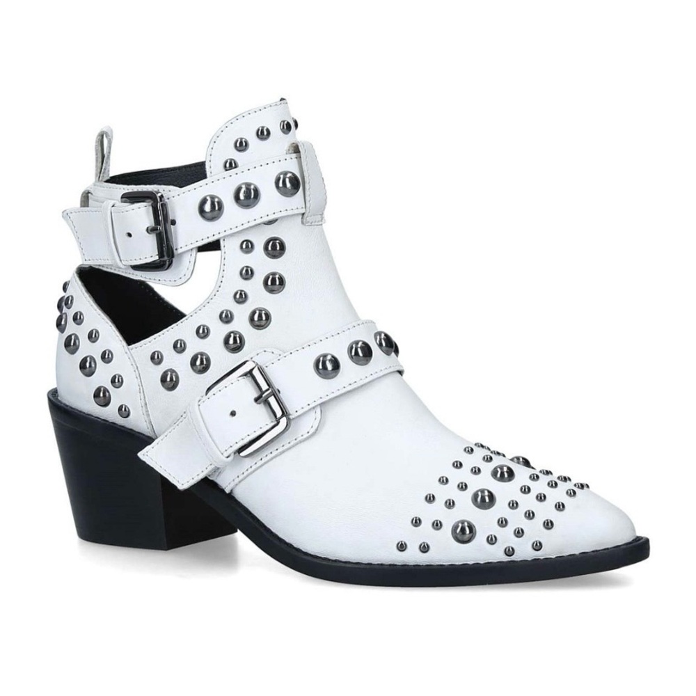 Kurt Geiger Sybil White Studded Ankle Boots - Picture 5 of 9